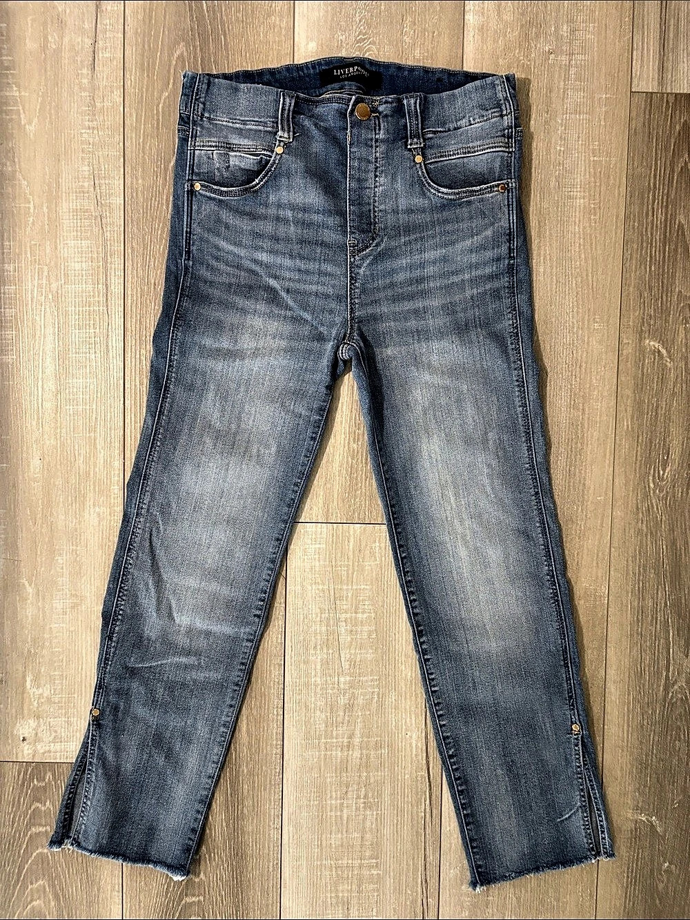 Liverpool The Gia Glider Crop Straight Leg Blue Jeans Waist 29 Size 8
